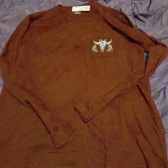 Burgundy pocket tee long sleeve  size medium one if a kind - Picture 1 of 3